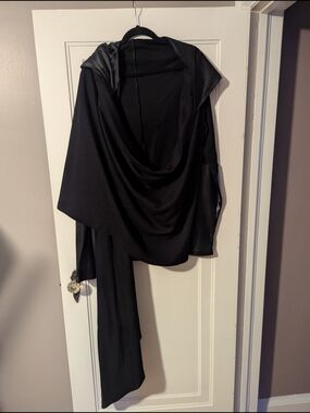 Draped Black Hooded Shawl